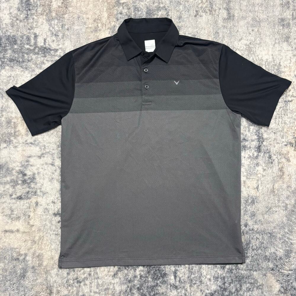 Callaway Golf Polo Shirt Black Gray Gradient Opti-Dri Performance Men’s Large